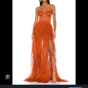 For Love and Lemons Rust Chiffon Dress